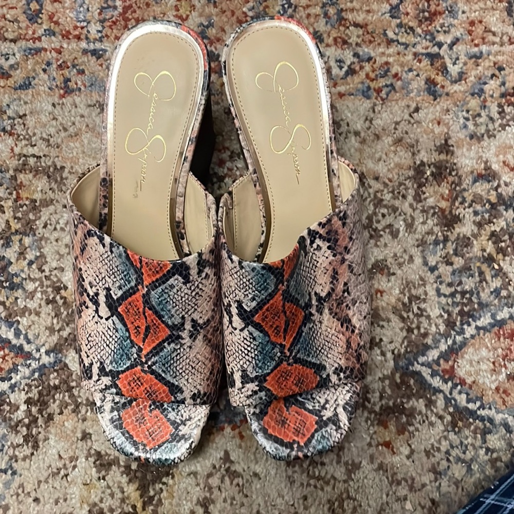 Jessica Simpson Snake Print Sheyna open toe platform Wedge Sandals
NEW w/out BOX